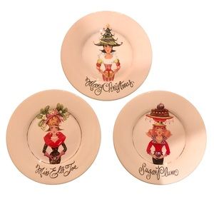 HOLIDAY SHOPPERY by Neiman Marcus Set of 3 Appetizer Plates  Made in Portugal